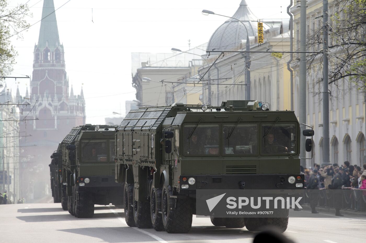 Military vehicles in Moscow after Victory Parade rehearsal