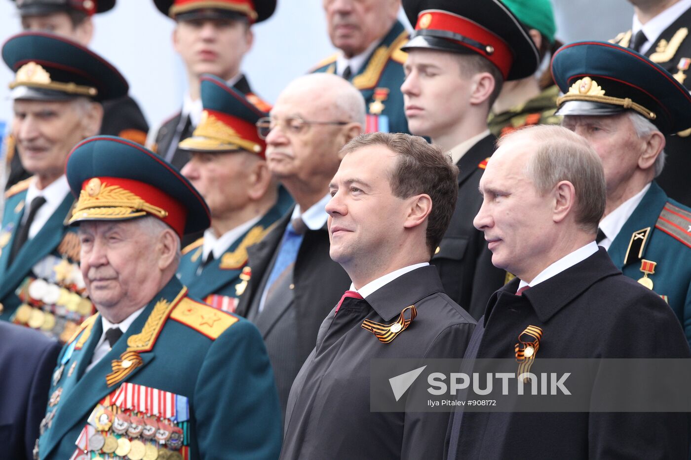 D. Medvedev and V. Putin attend Victory Parade, Red Square