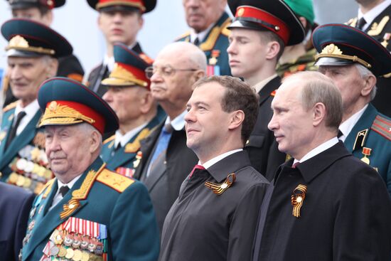 D. Medvedev and V. Putin attend Victory Parade, Red Square