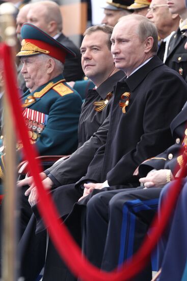 D. Medvedev and V. Putin attend Victory Parade, Red Square