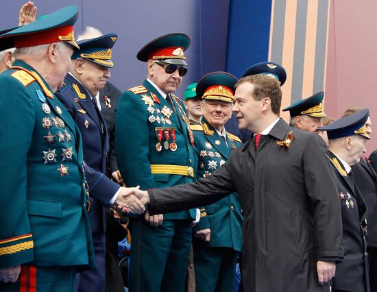 D. Medvedev and V. Putin attend Victory Parade, Red Square