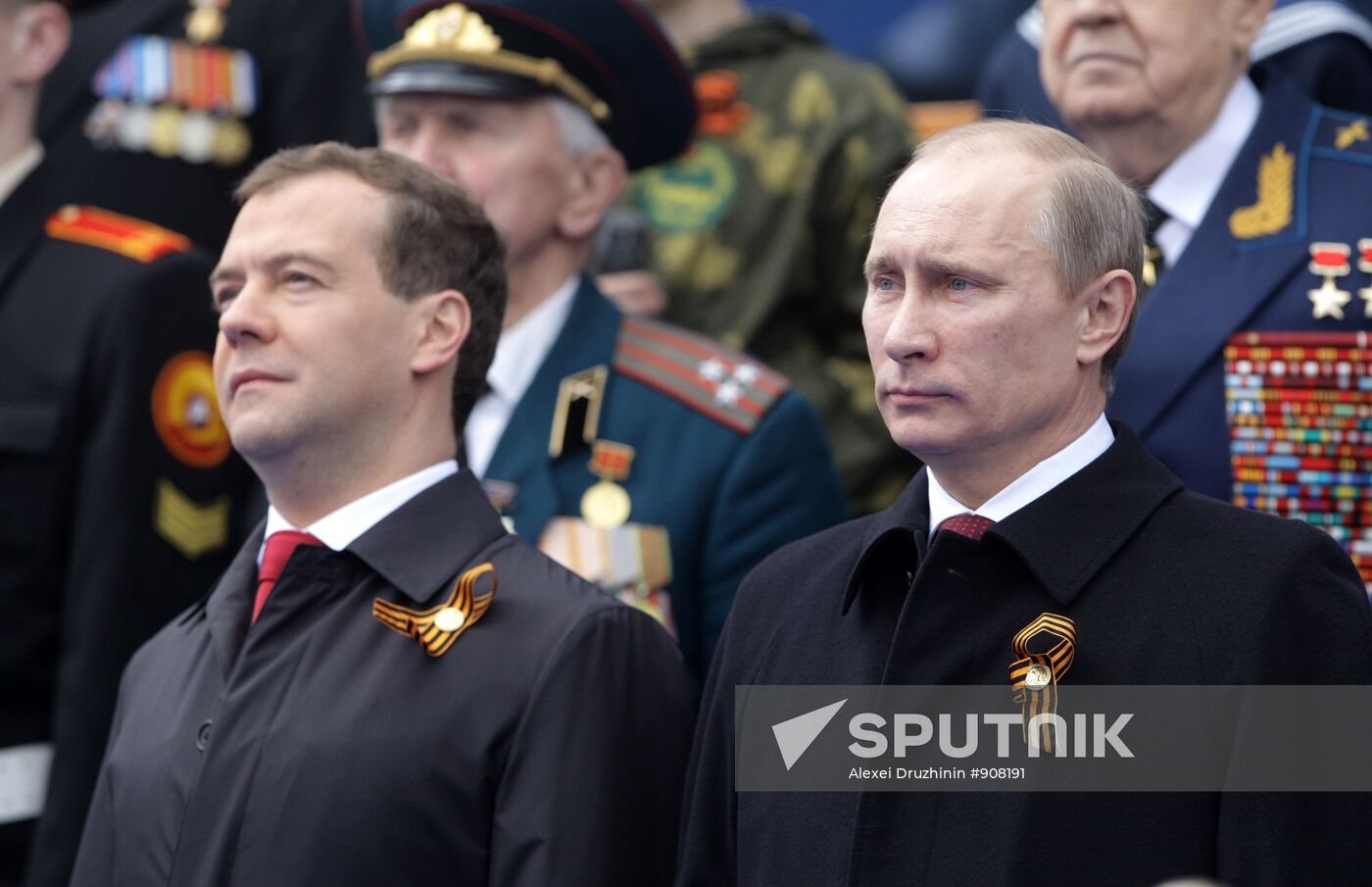 D. Medvedev and V. Putin attend Victory Parade, Red Square