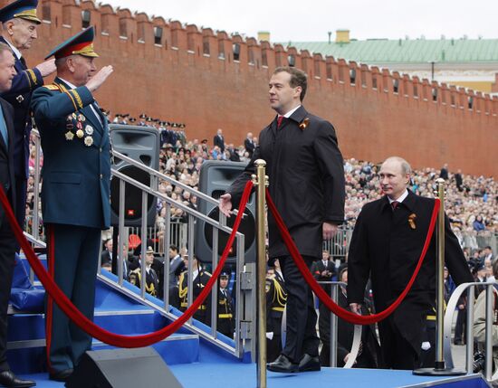 D. Medvedev and V. Putin attend Victory Parade, Red Square