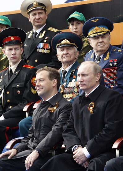 D. Medvedev and V. Putin attend Victory Parade, Red Square