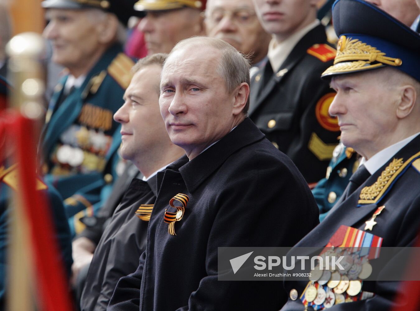 D. Medvedev and V. Putin attend Victory Parade, Red Square