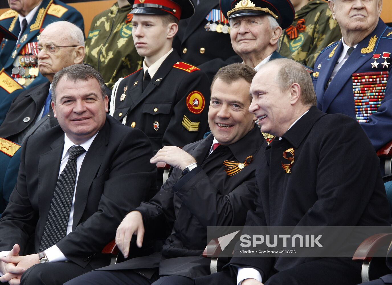 D. Medvedev and V. Putin attend Victory Parade, Red Square