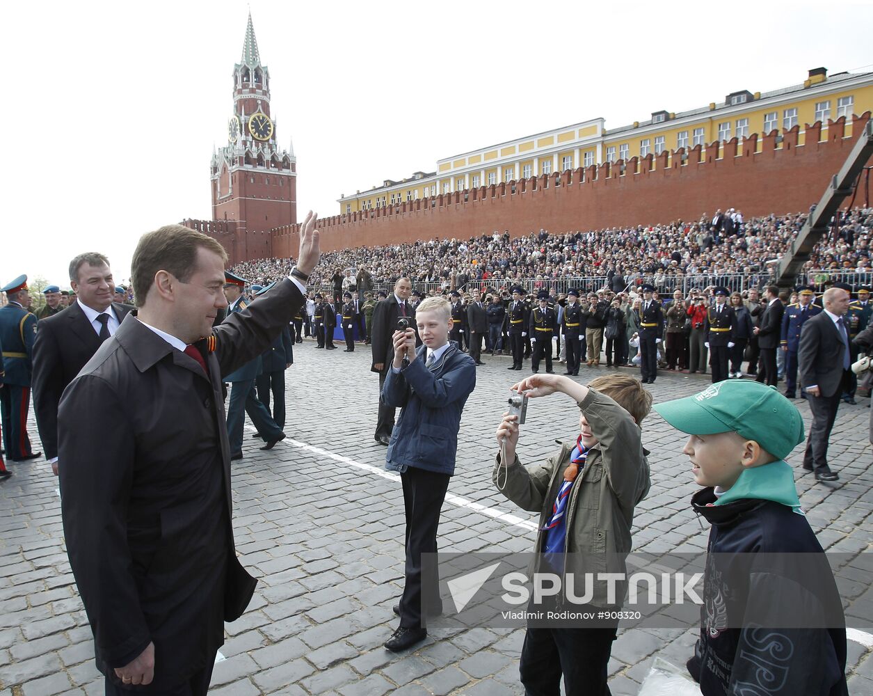 D. Medvedev and V. Putin attend Victory Parade, Red Square