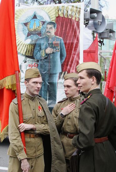 Russian Communist Party procession marking Victory Day