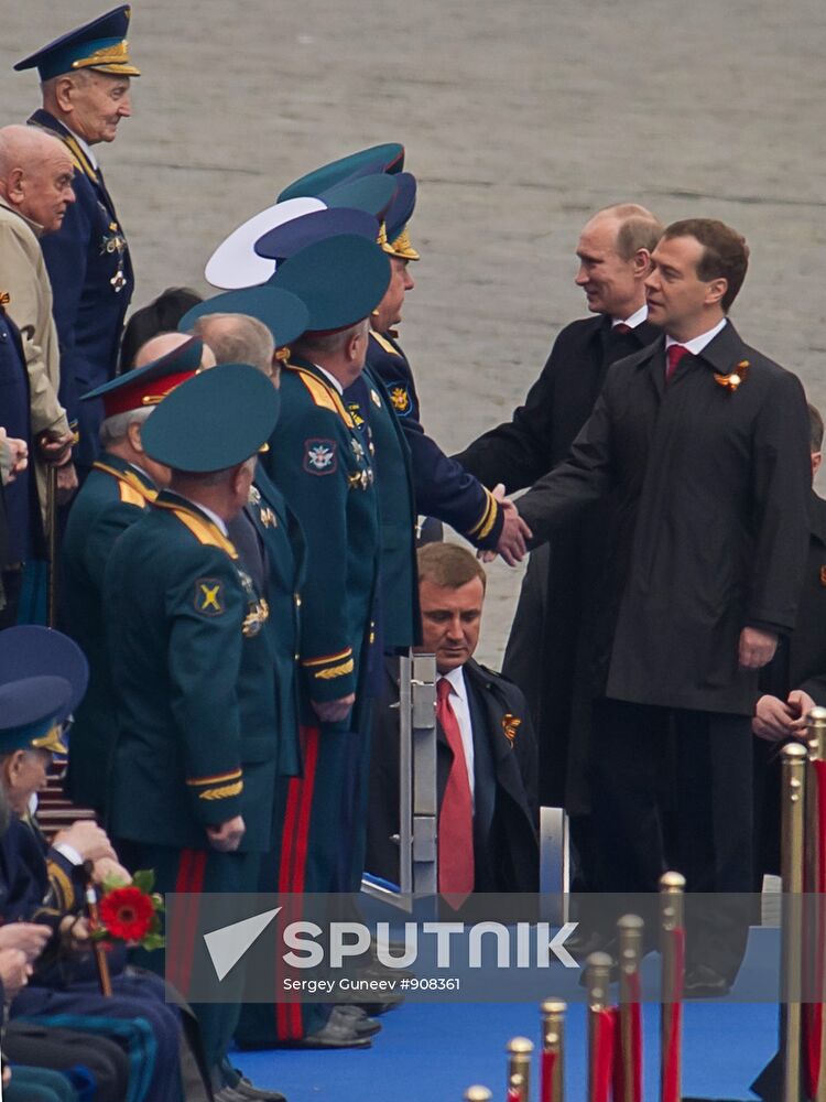 D. Medvedev and V. Putin attend Victory Parade, Red Square