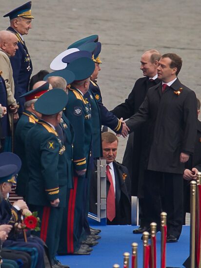 D. Medvedev and V. Putin attend Victory Parade, Red Square
