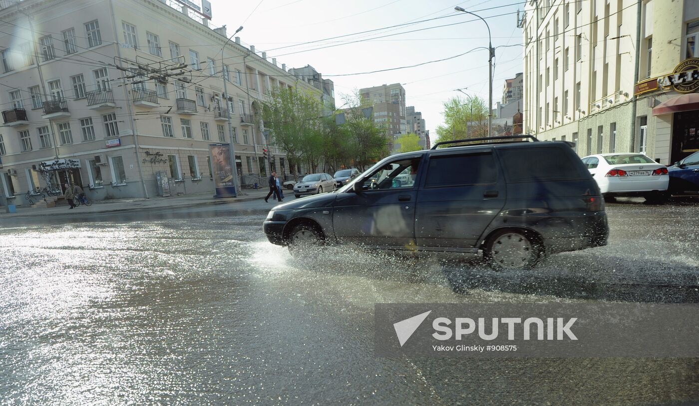 Utility accident in downtown Yekaterinburg