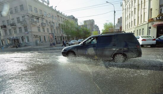 Utility accident in downtown Yekaterinburg