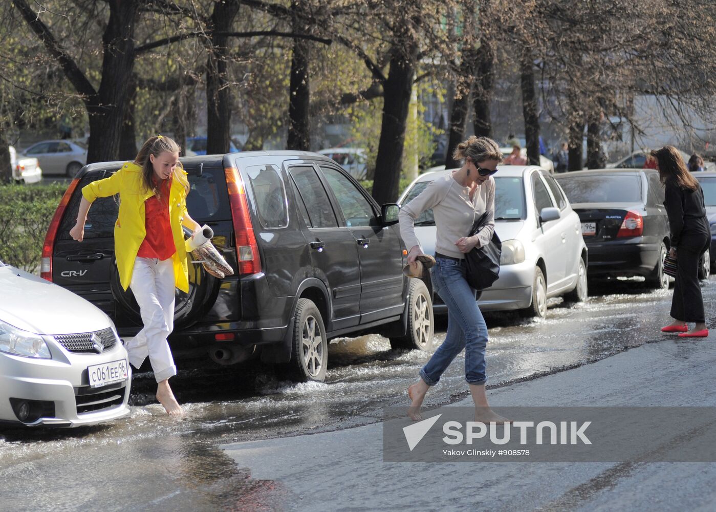 Utility accident in downtown Yekaterinburg