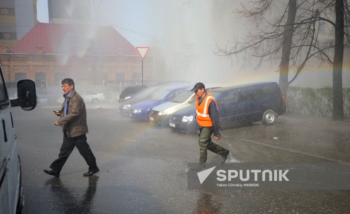 Utility accident in downtown Yekaterinburg