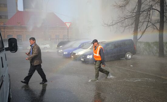 Utility accident in downtown Yekaterinburg