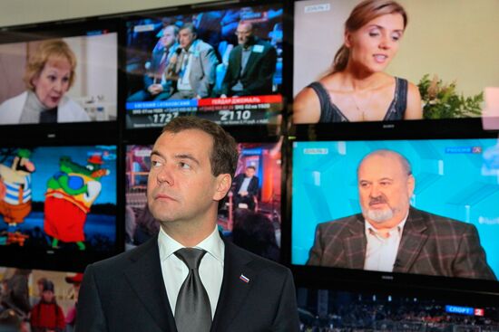 Dmitry Medvedev visits Rossiya Channel headquarters