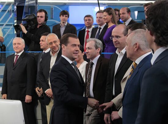 Dmitry Medvedev visits Rossiya Channel headquarters