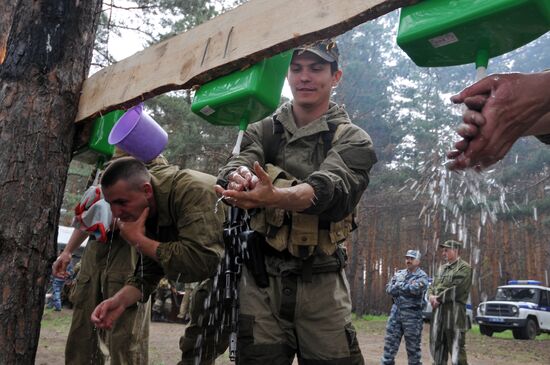 Field training of Voronezh OMON riot troops