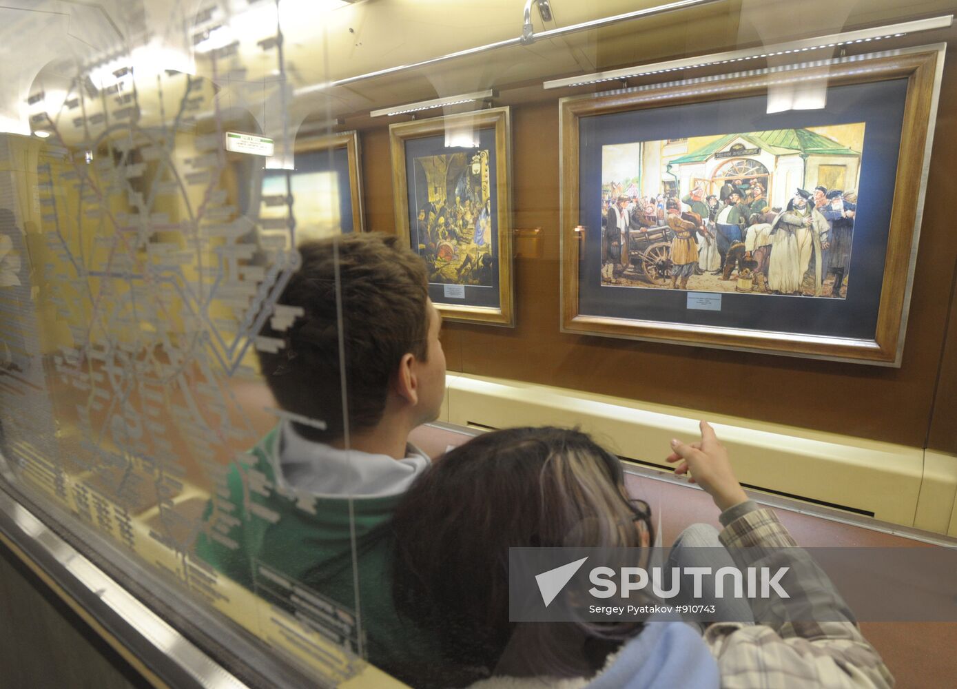 Watercolor train of Moscow metro