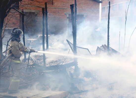 Fire at major timber storehouse in Irkutsk
