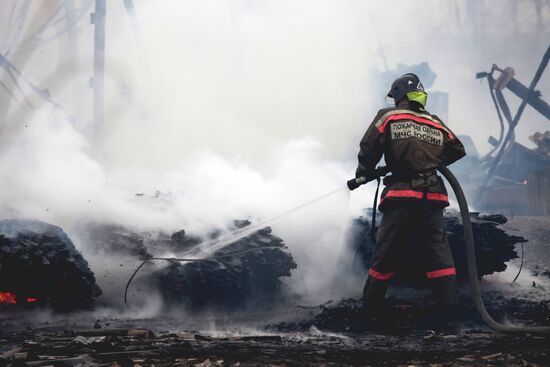 Fire at major timber storehouse in Irkutsk