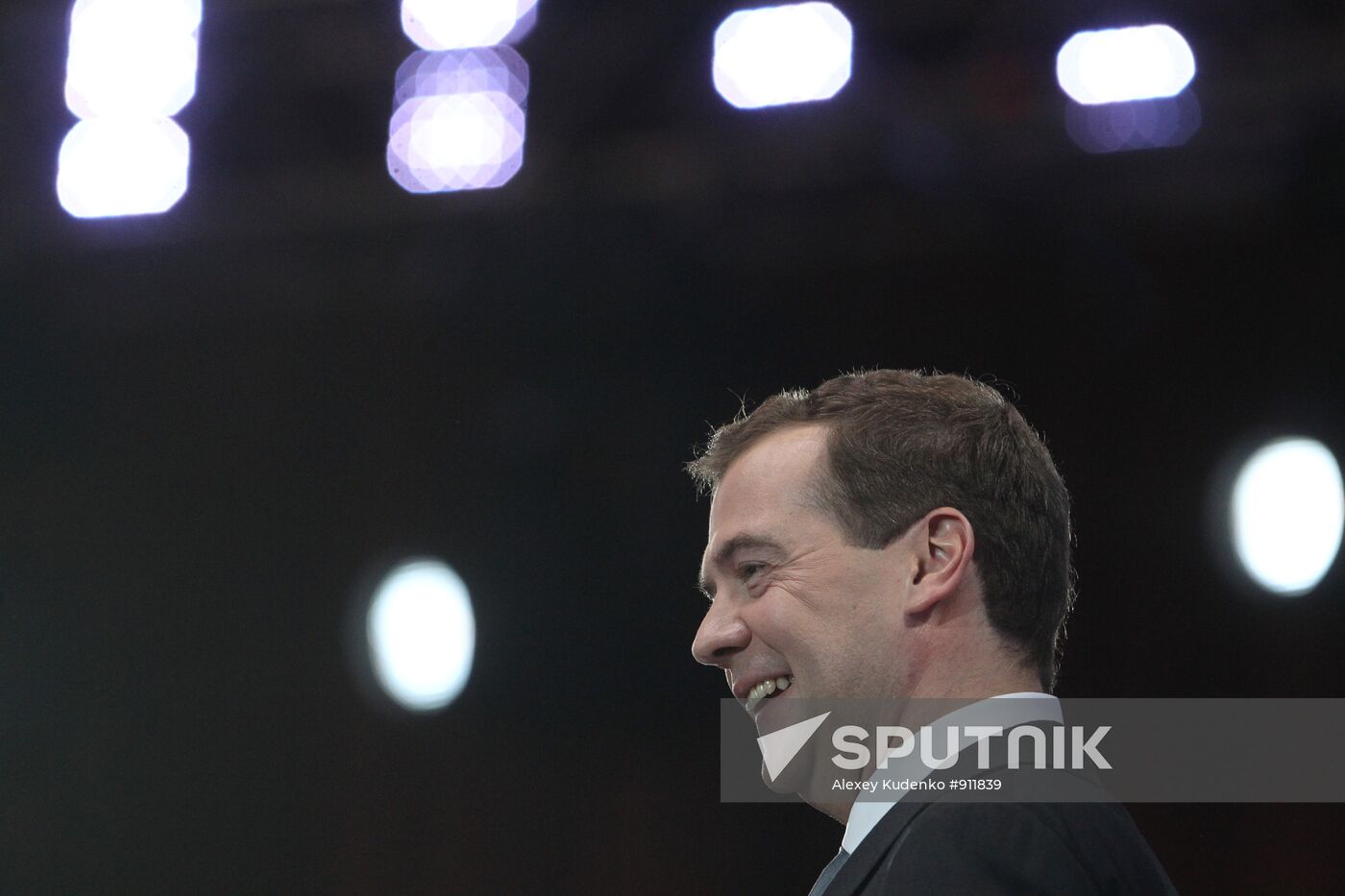 Russian President Dmitry Medvedev at news conference in Skolkovo