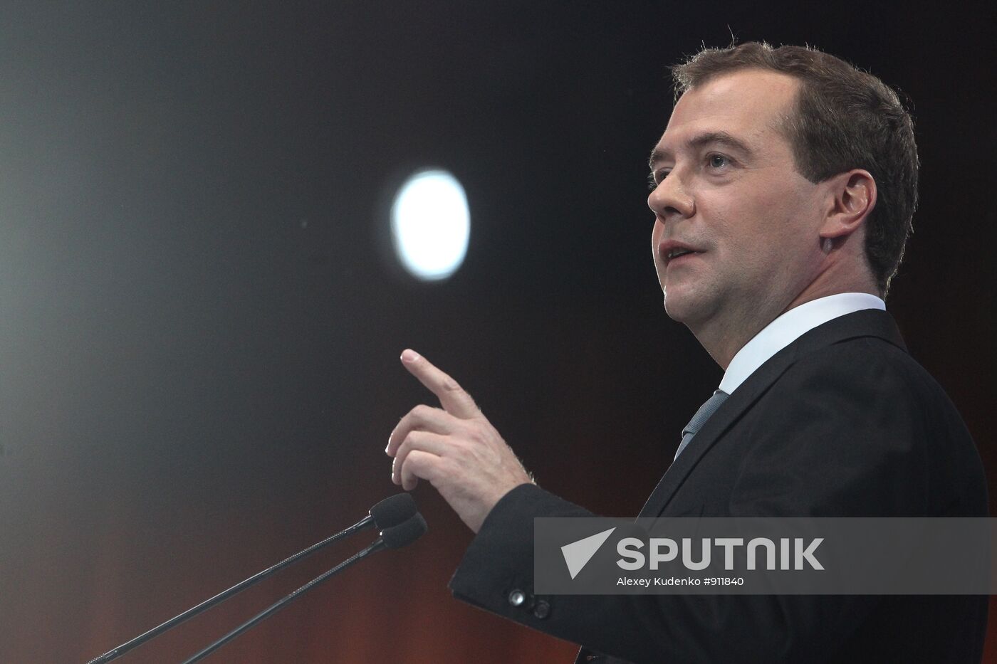 Russian President Dmitry Medvedev at news conference in Skolkovo