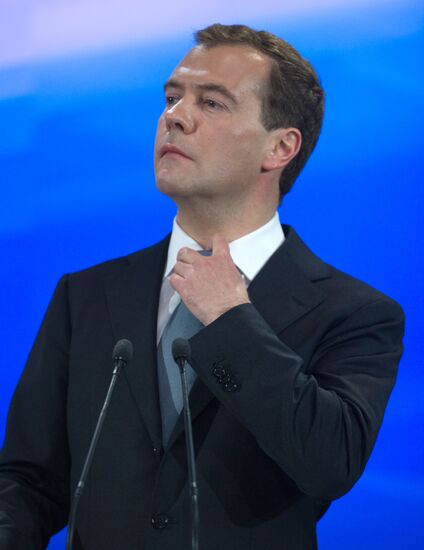 Dmitry Medvedev gives news conference at Skolkovo