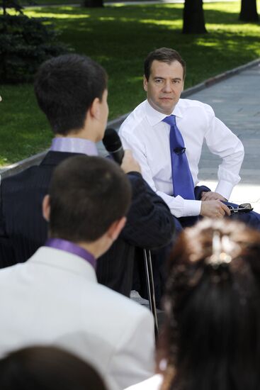 Dmitry Medvedev meets with orphanage graduates