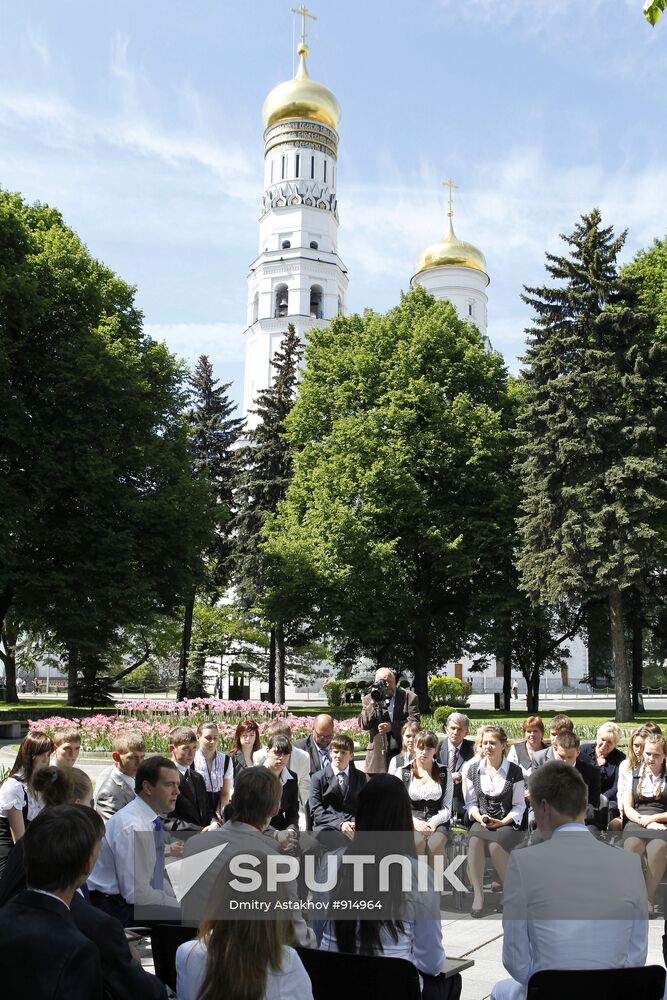 Dmitry Medvedev meets with orphanage graduates