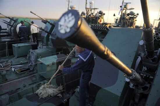 Exercise of Marine Corps battalion of Caspian Fleet