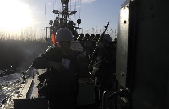 Exercise of Marine Corps battalion of Caspian Fleet