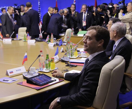 Dmitry Medvedev at G8 summit in Deauville. Day two