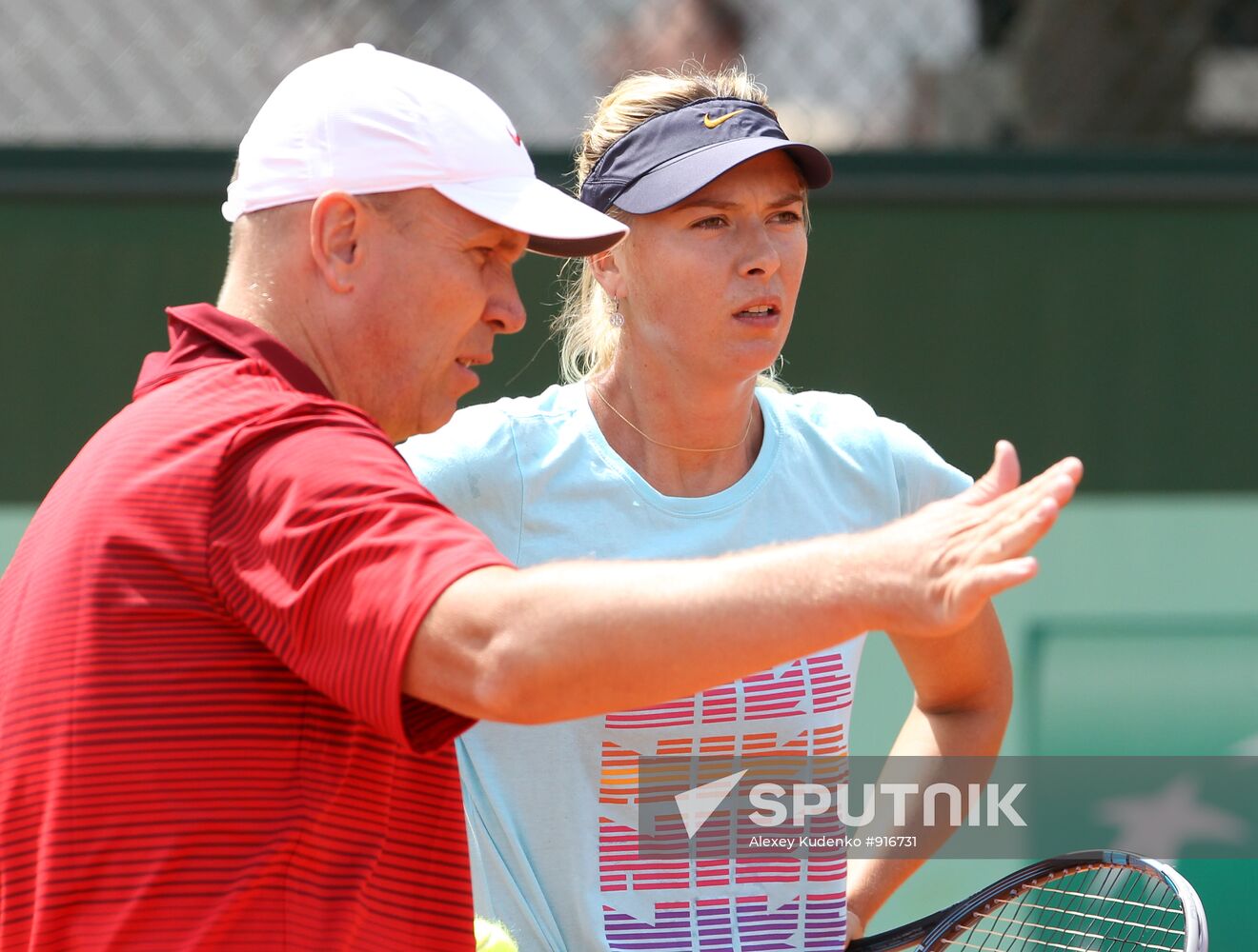 Russian tennis player Maria Sharapova holds training session