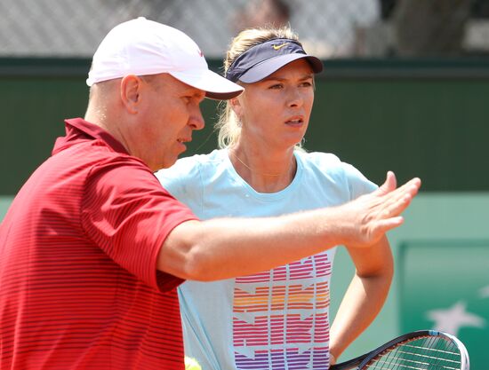 Russian tennis player Maria Sharapova holds training session