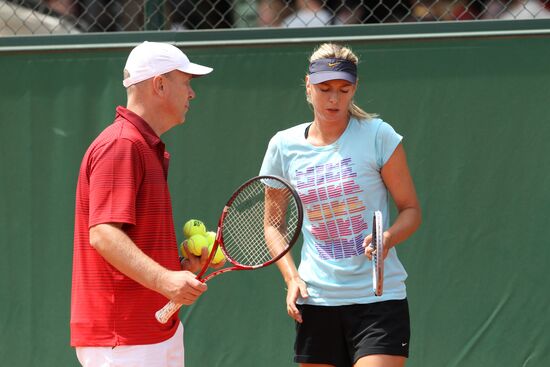 Russian tennis player Maria Sharapova holds training session