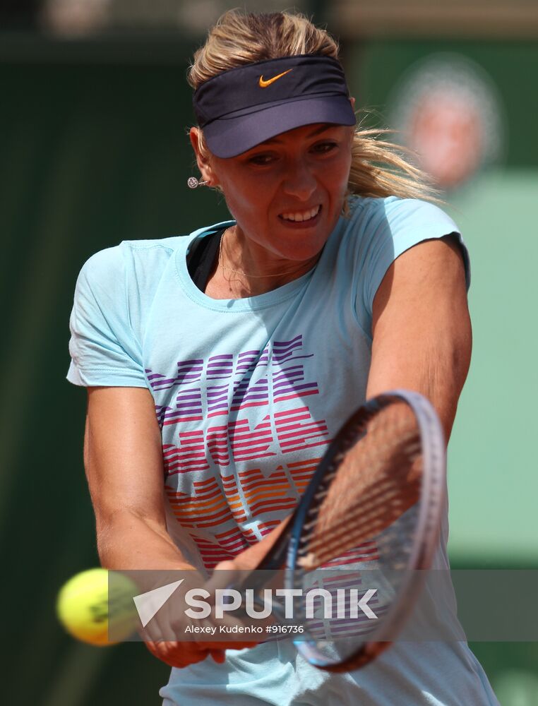 Russian tennis player Maria Sharapova holds training session