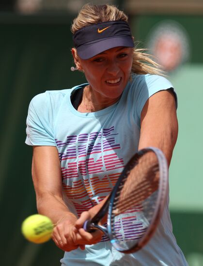 Russian tennis player Maria Sharapova holds training session