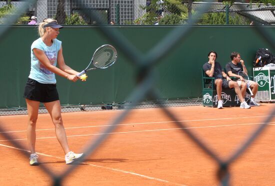 Russian tennis player Maria Sharapova holds training session