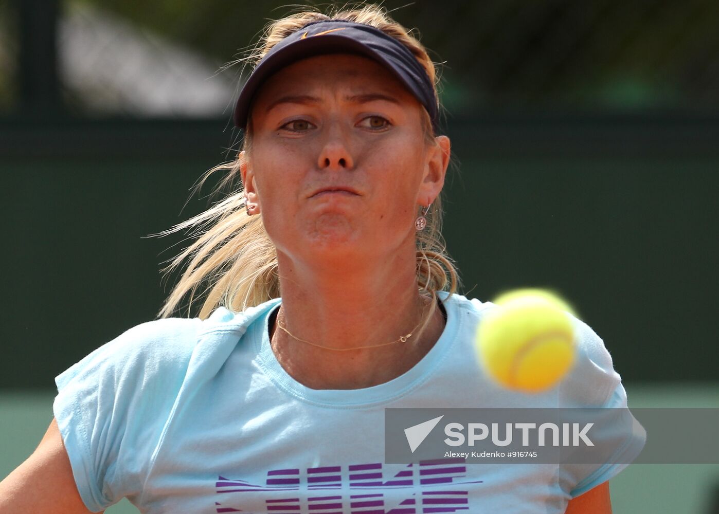 Russian tennis player Maria Sharapova holds training session