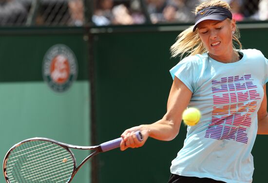 Russian tennis player Maria Sharapova holds training session