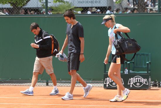 Russian tennis player Maria Sharapova holds training session