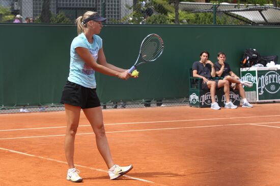Russian tennis player Maria Sharapova holds training session