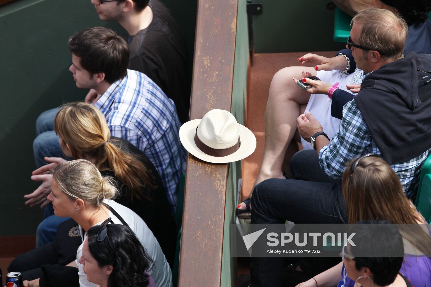 Spectators in grandstands at Philip Shatrie court Roland Garros
