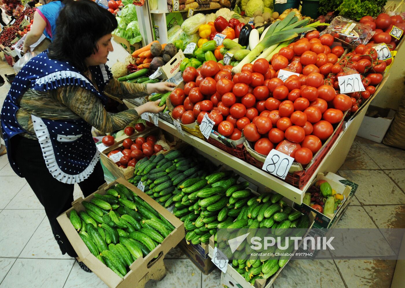 Vegetable sales in Russian markets