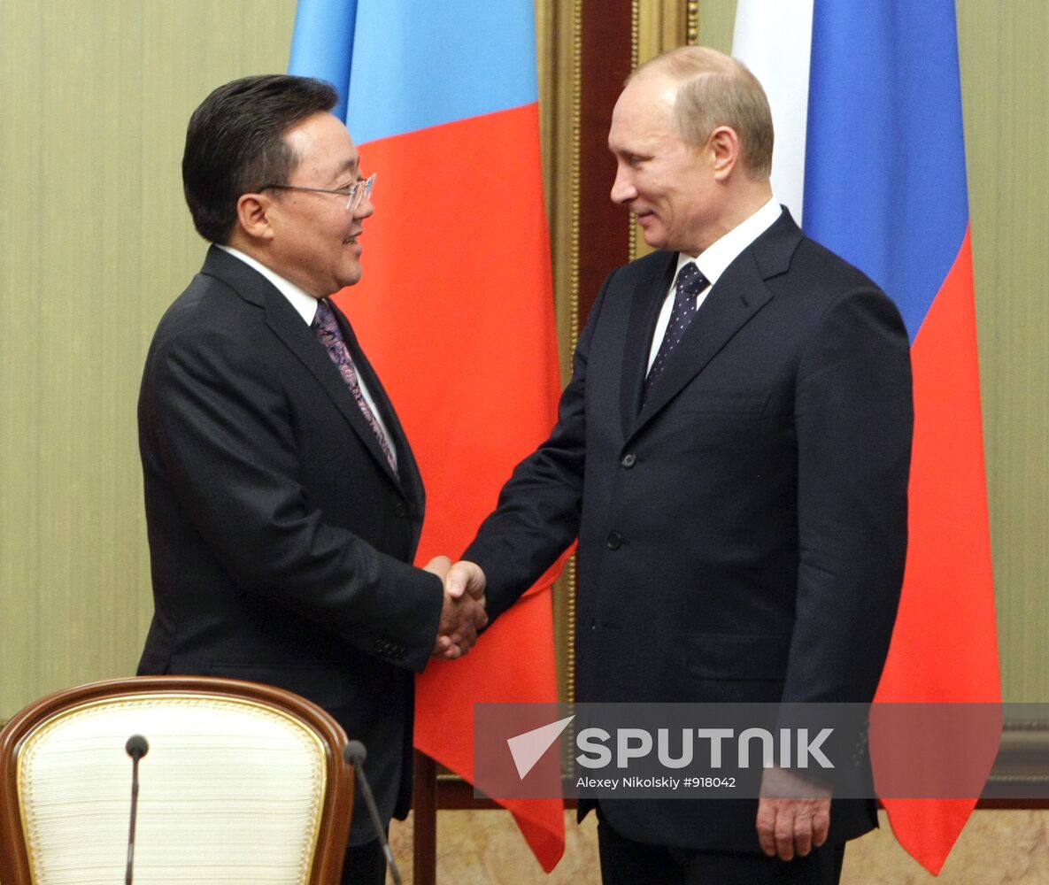 Vladimir Putin meets with Tsakhiagiin Elbegdorj