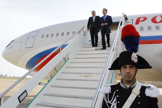 Dmitry Medvedev arrives in Italy for visit