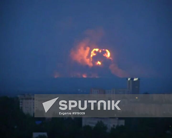 Explosions and fire at artillery depot, Udmurtia