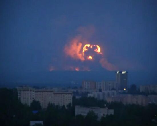 Explosions and fire at artillery depot, Udmurtia
