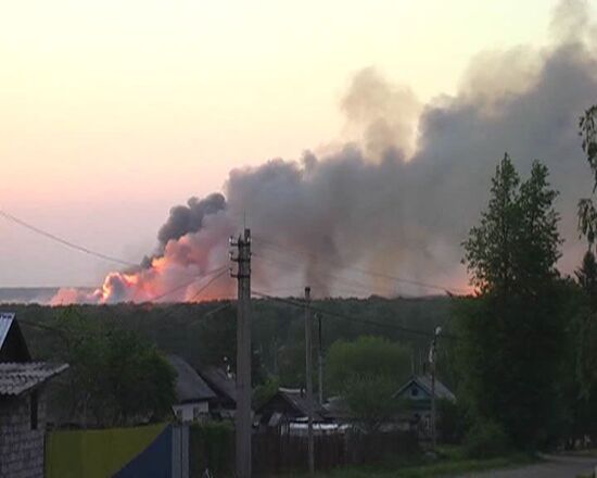 Explosions and fire at artillery depot, Udmurtia